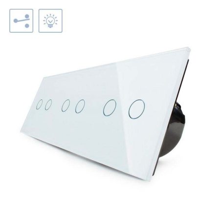 Conmutador táctil, 6 botones, frontal blanco LIVOLO