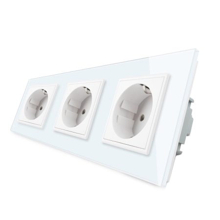 Enchufe triple tipo SCHUKO EU de 16A, frontal blanco LIVOLO