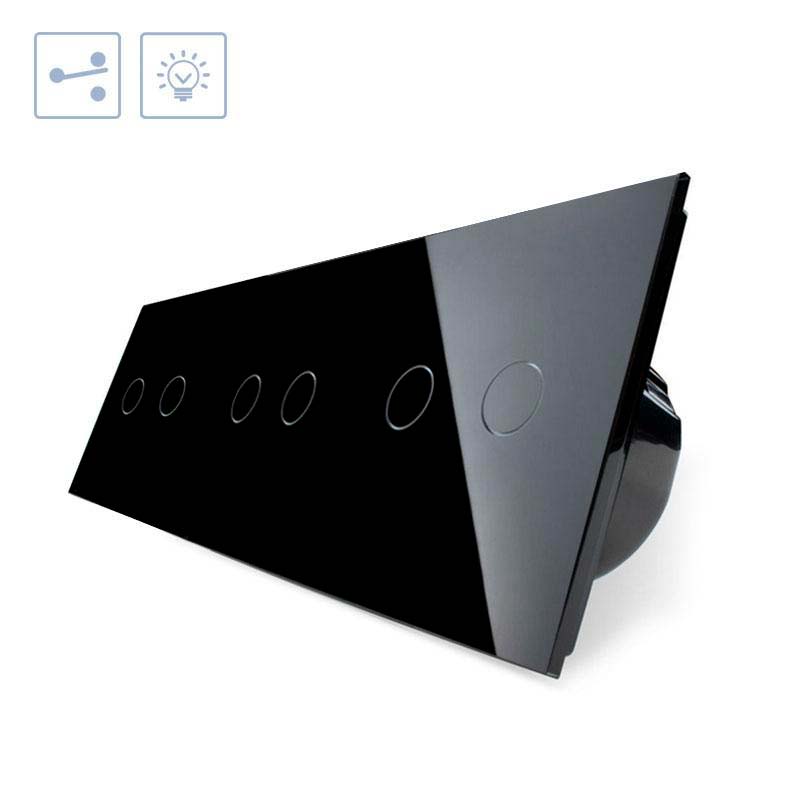 Conmutador táctil, 6 botones, frontal negro LIVOLO