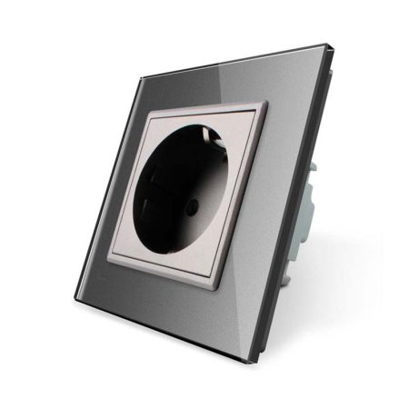 Enchufe Schuko EU 16A, frontal gris LIVOLO