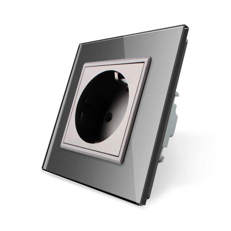 Enchufe Schuko EU 16A, frontal gris LIVOLO