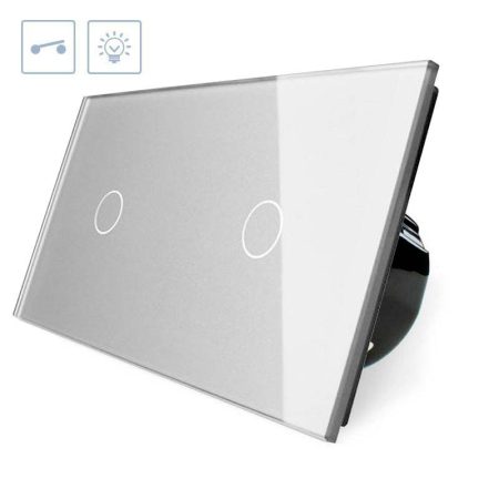 Interruptor táctil, 2 botones, frontal gris LIVOLO