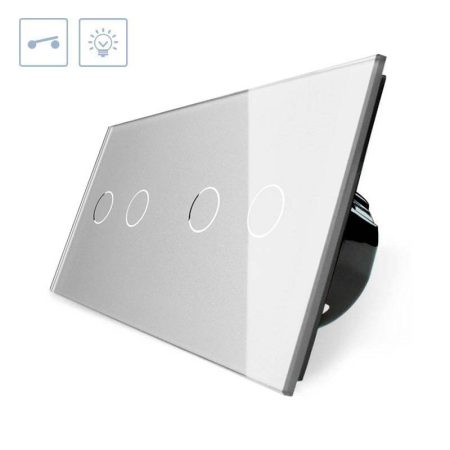 Interruptor táctil, 4 botones, frontal gris LIVOLO