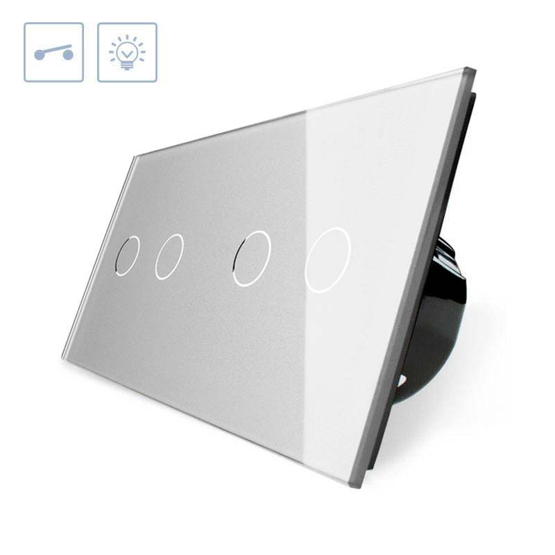 Interruptor táctil, 4 botones, frontal gris LIVOLO