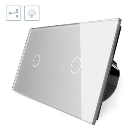 Conmutador táctil, 2 botones, frontal gris LIVOLO