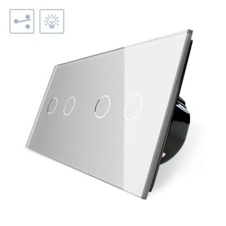 Conmutador táctil, 4 botones, frontal gris LIVOLO