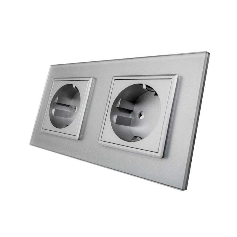 Enchufe Socket doble EU 16A, frontal gris LIVOLO