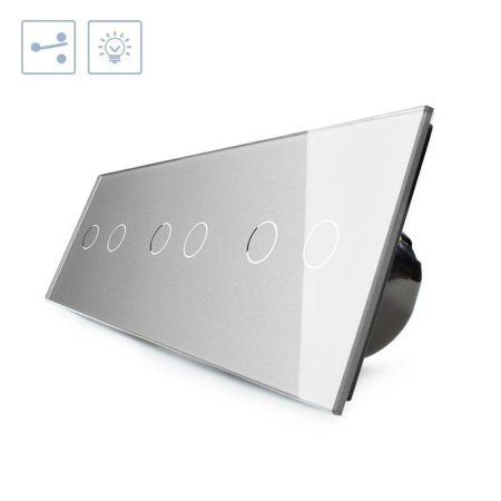 Conmutador táctil, 6 botones, frontal gris LIVOLO