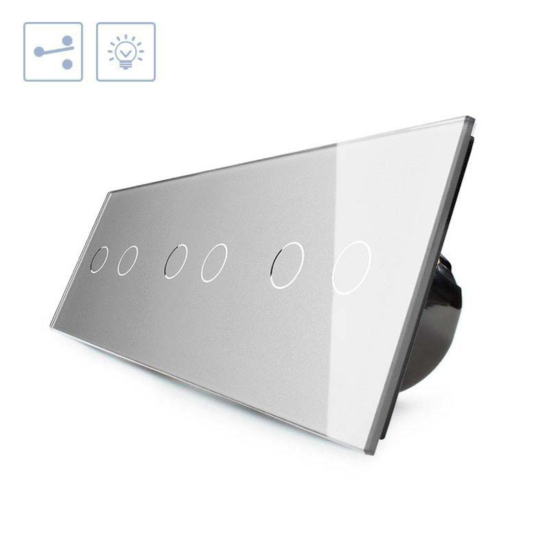 Conmutador táctil, 6 botones, frontal gris LIVOLO