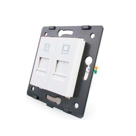 Mecanismo de empotrar Teléfono RJ11 + Red RJ45, blanco  LIVOLO
