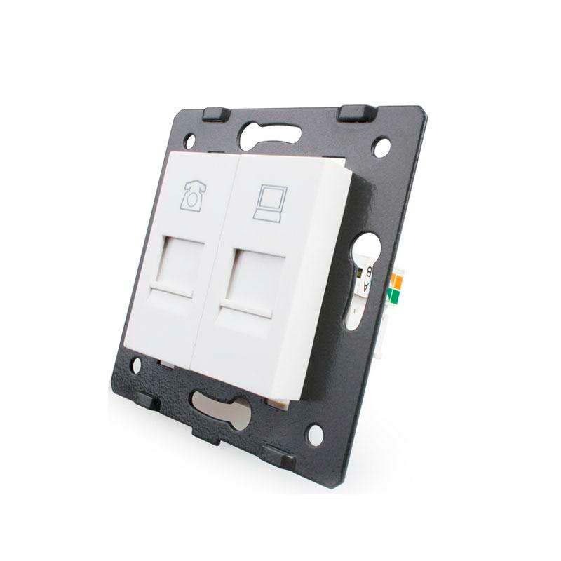 Mecanismo de empotrar Teléfono RJ11 + Red RJ45, blanco  LIVOLO