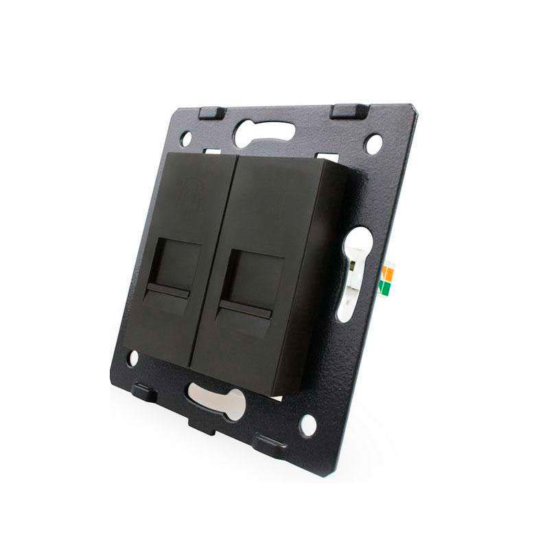 Mecanismo de empotrar Teléfono RJ11 + Red RJ45, negro  LIVOLO