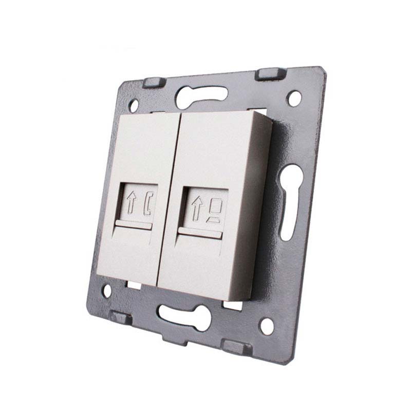 Mecanismo de empotrar Teléfono RJ11 + Red RJ45, gris  LIVOLO