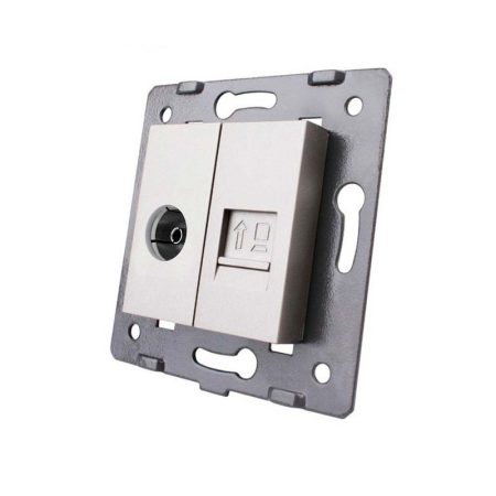 Mecanismo de empotrar TV + Red RJ45, gris LIVOLO