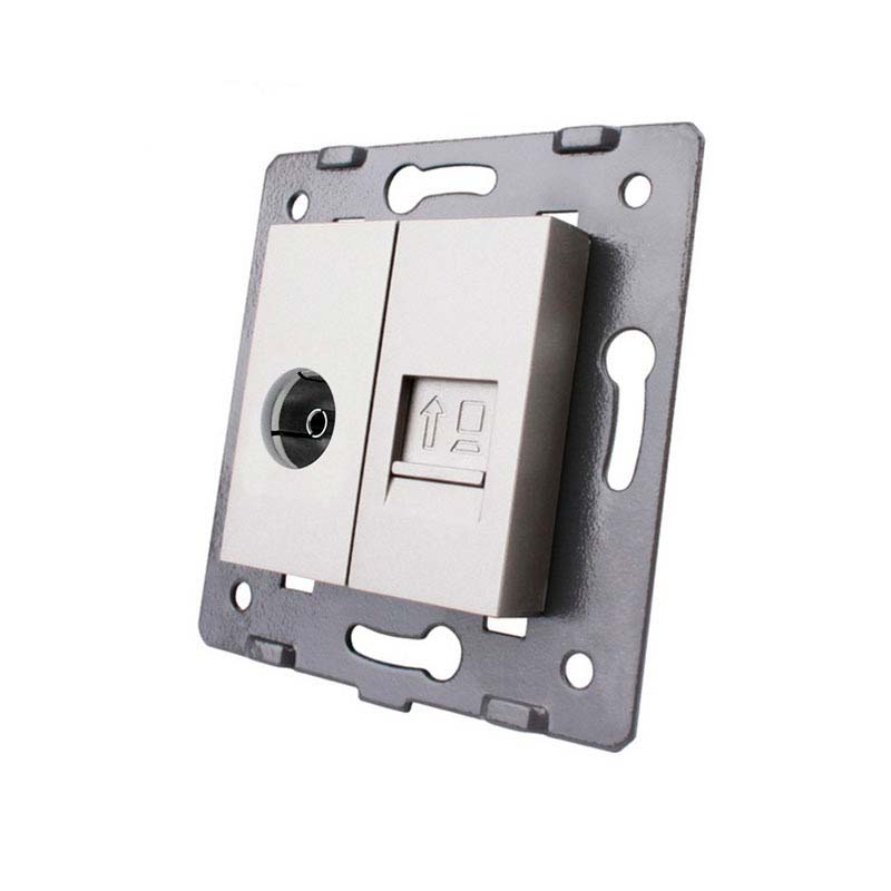 Mecanismo de empotrar TV + Red RJ45, gris LIVOLO