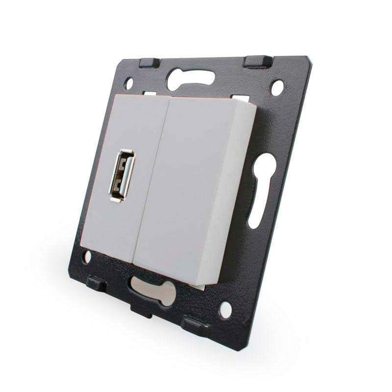 Mecanismo de empotrar enchufe USB, gris LIVOLO