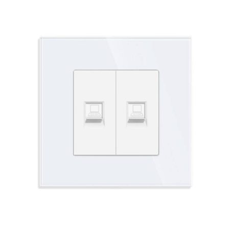 Conector Red 2x RJ45, CAT 6, KOOB frontal cristal blanco