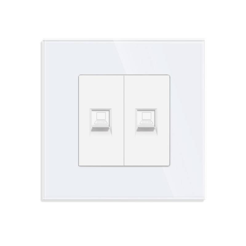 Conector Red 2x RJ45, CAT 6, KOOB frontal cristal blanco