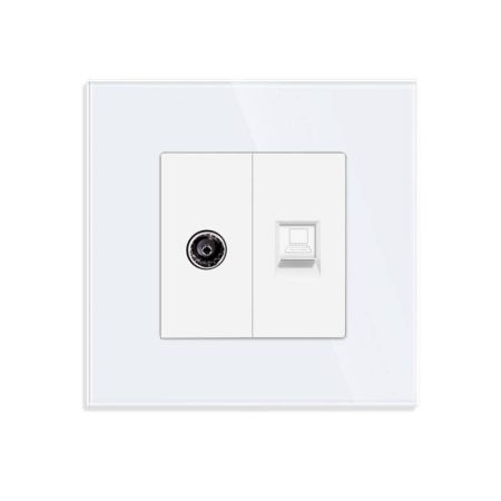 Conector Red RJ45, CAT 6 + TV, KOOB frontal cristal blanco
