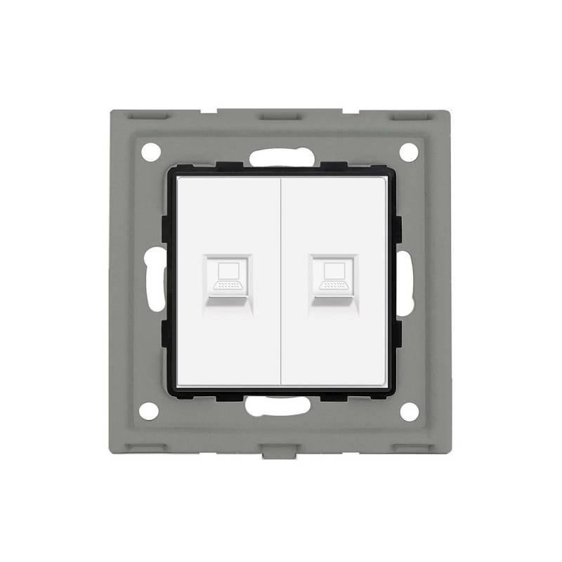 Conector Red 2x RJ45, CAT 6 blanco