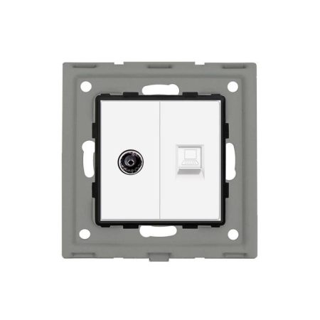 Conector RJ45, CAT6 + TV blanco