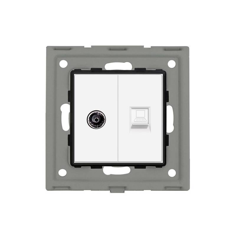 Conector RJ45, CAT6 + TV blanco