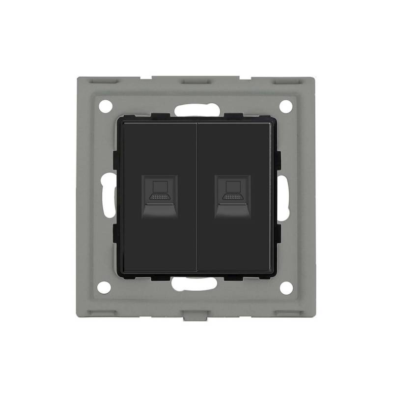 Conector Red 2x RJ45, CAT 6 negro
