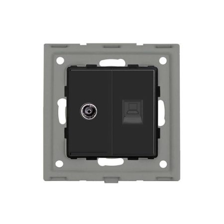 Conector RJ45, CAT6 + TV negro