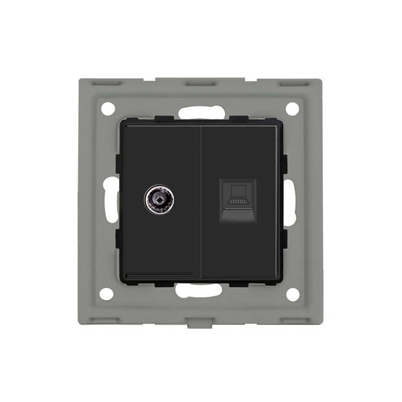 Conector RJ45, CAT6 + TV negro