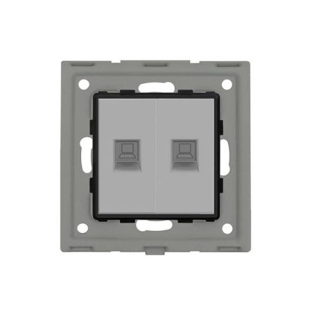 Conector Red 2x RJ45, CAT 6 gris