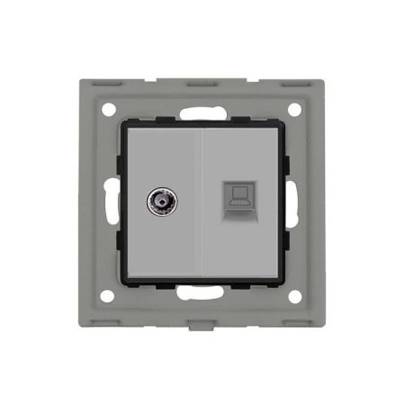 Conector RJ45, CAT6 + TV gris
