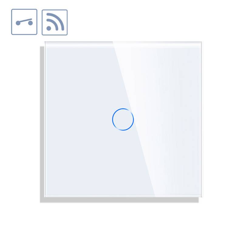 Interruptor / Conmutador táctil + WiFi KOOB frontal cristal blanco