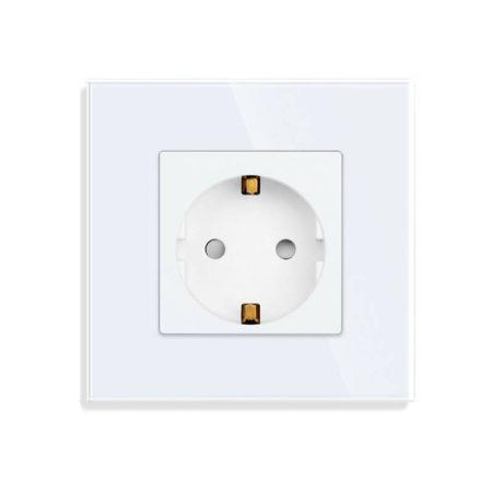 Base enchufe EU 16A  KOOB frontal cristal blanco