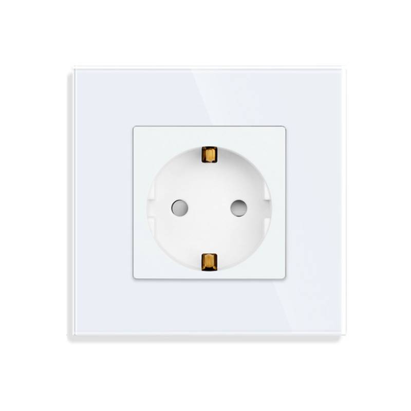 Base enchufe EU 16A  KOOB frontal cristal blanco