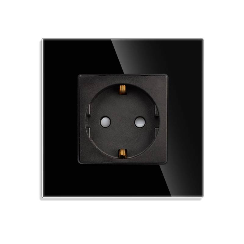 Base enchufe EU 16A KOOB frontal cristal negro