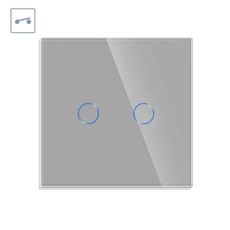 Interruptor táctil doble KOOB frontal cristal gris