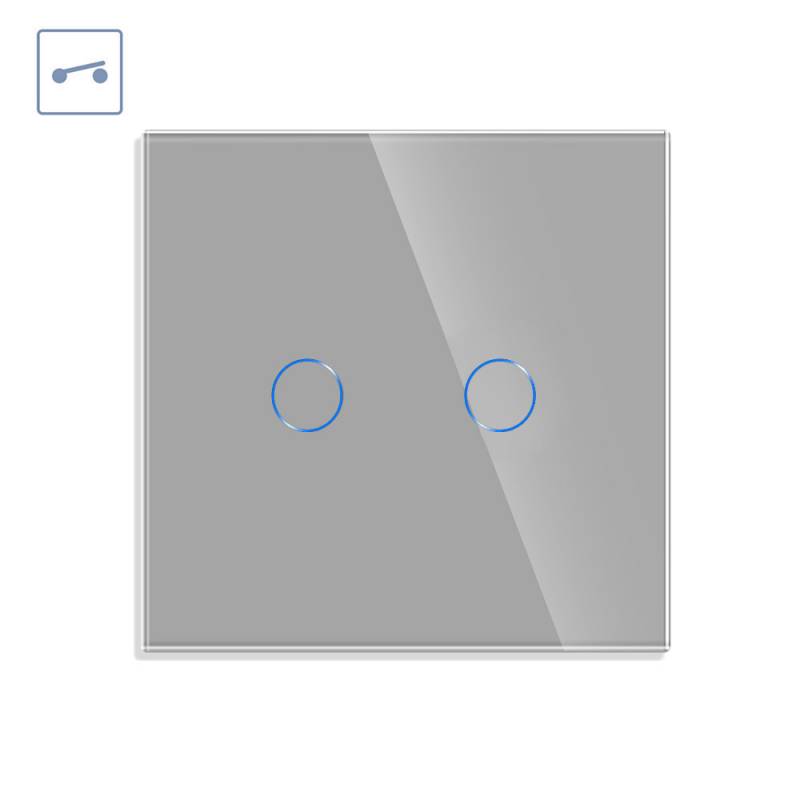 Interruptor táctil doble KOOB frontal cristal gris