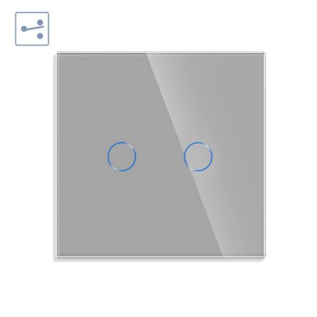 Conmutador táctil doble KOOB frontal cristal gris