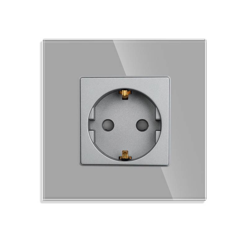 Base enchufe EU 16A KOOB frontal cristal gris