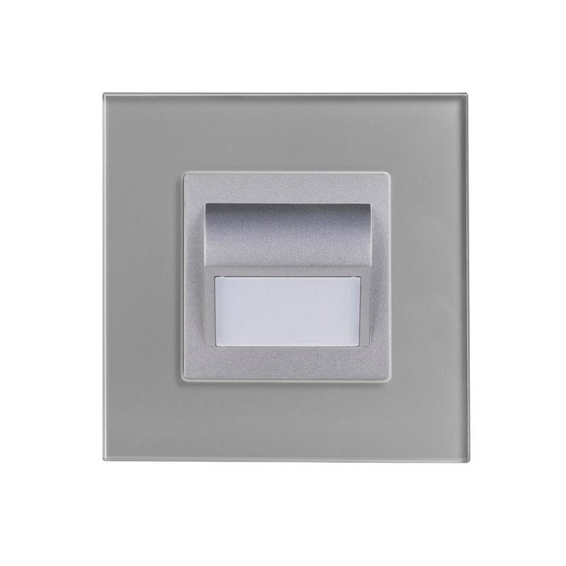 Baliza Led 1W, KOOB frontal cristal gris, Blanco cálido