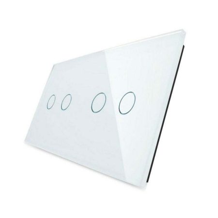 Frontal 2x cristal blanco, 4 botones LIVOLO