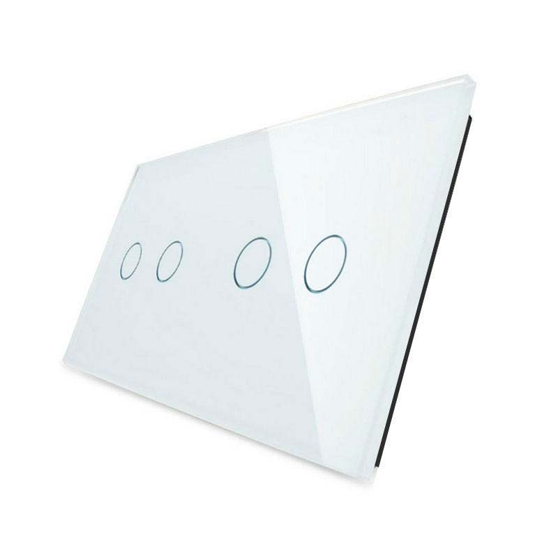 Frontal 2x cristal blanco, 4 botones LIVOLO