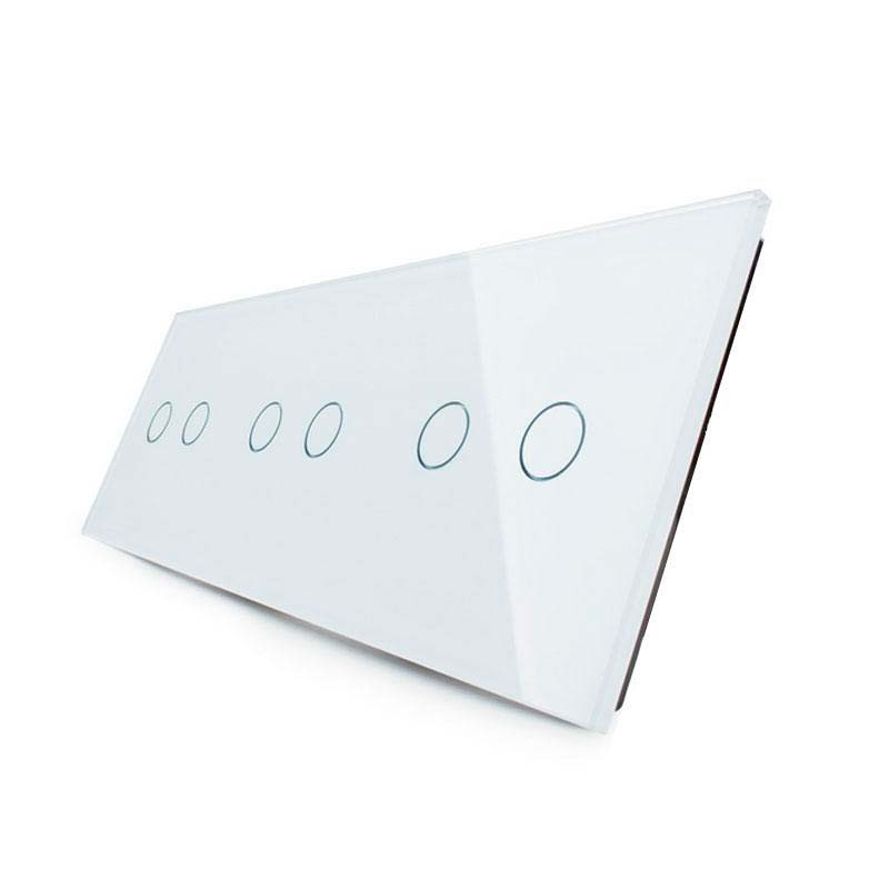 Frontal 3x cristal blanco, 6 botones LIVOLO