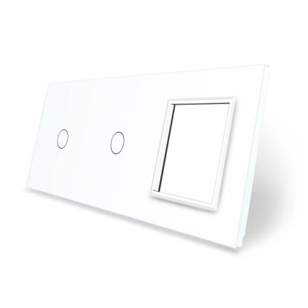 Frontal 3x cristal blanco, 1 hueco + 2 botones  LIVOLO