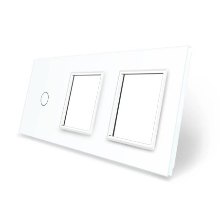 Frontal 3x cristal blanco, 2 huecos + 1 botón  LIVOLO