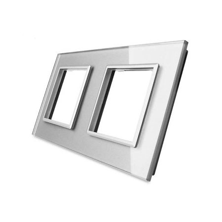 Frontal cristal gris 2x huecos  LIVOLO