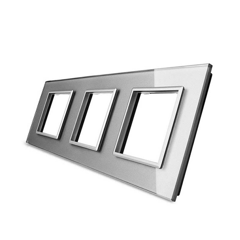 Frontal cristal gris 3x huecos LIVOLO