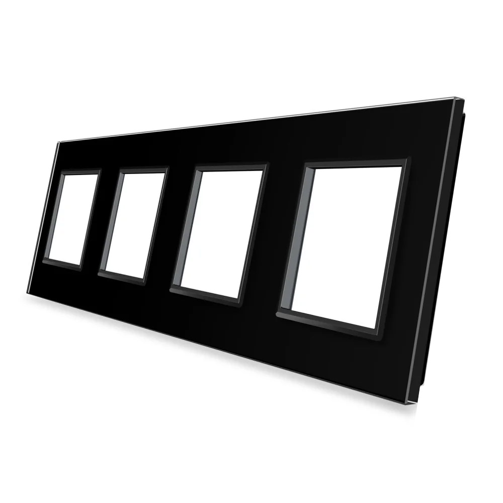 Frontal 4x cristal negro, 4x huecos LIVOLO