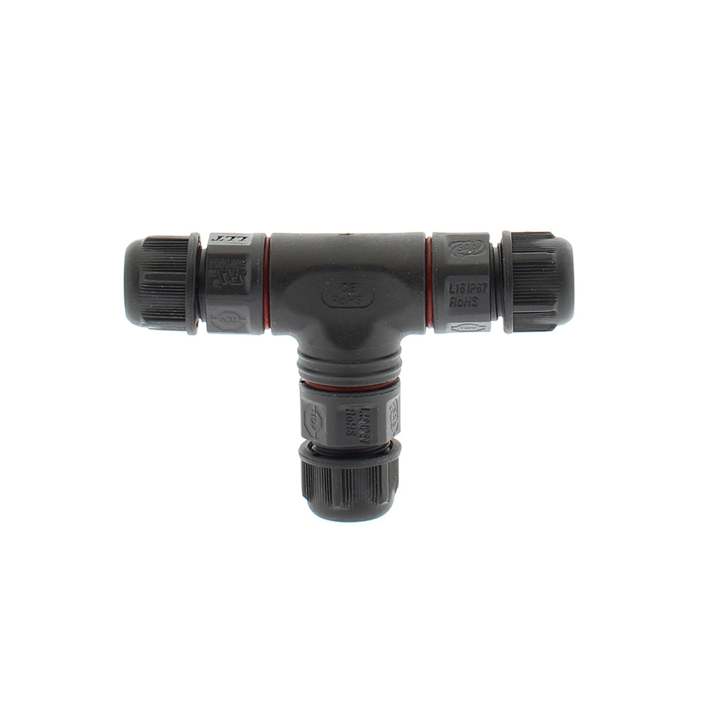 Conector T IP67, 80mm, Ø7-4mm, 3 cables 0.5-2.5mm2, 16A