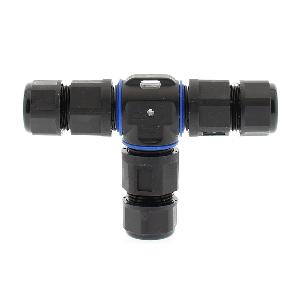 Conector T IP68, 110mm, Ø12-6mm, 3 cables 0.5-2.5mm2, 16A